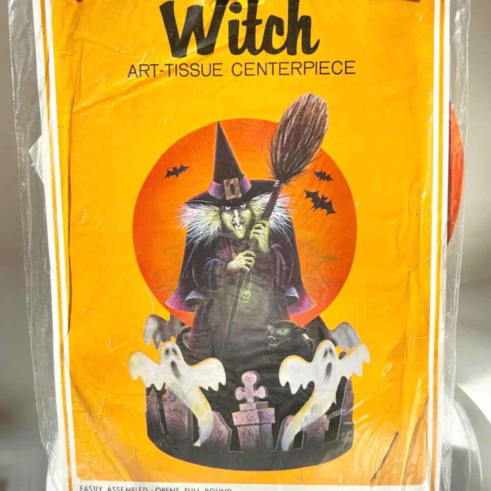 1980s Halloween decoration Beistle honeycomb witch centerpiece
